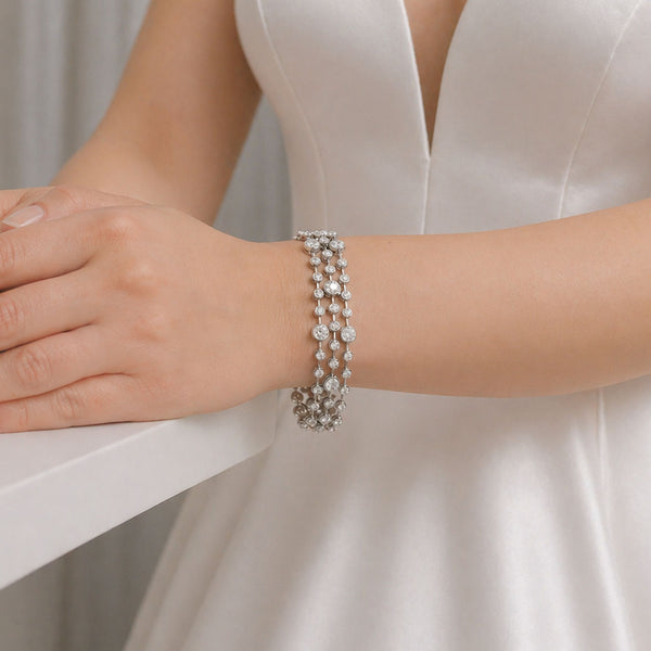 Berry's 18ct White Gold Diamond Three Strand Vintage Style Bracelet - Berry's Jewellers