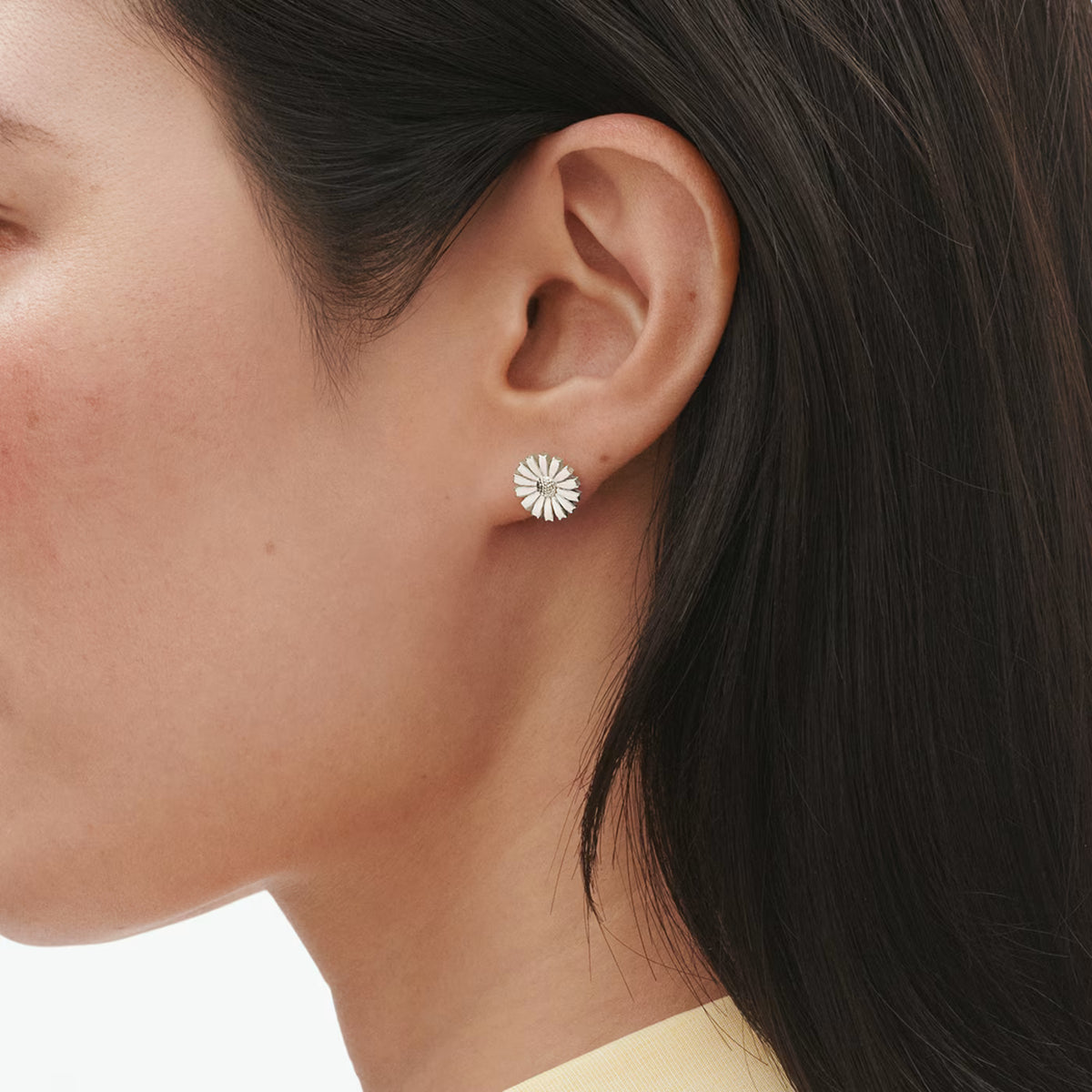 Georg Jensen Daisy Silver And White Enamel Stud Earrings - Berry's Jewellers