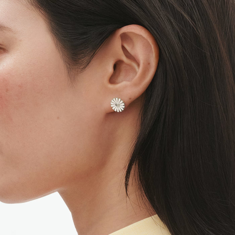 Georg Jensen Daisy Silver And White Enamel Stud Earrings - Berry's Jewellers