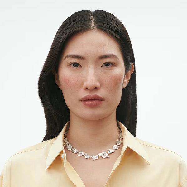 Georg Jensen Daisy Silver & White Enamel Layered Necklace - Berry's Jewellers
