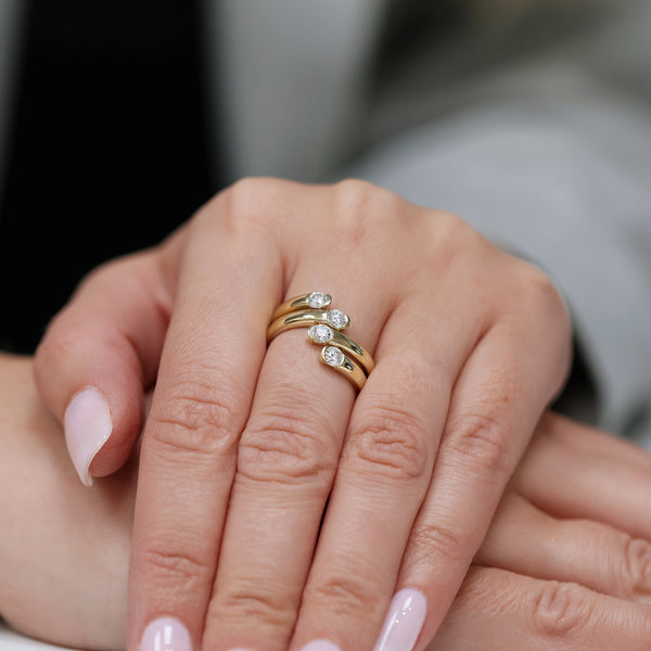 Berry's 18ct Yellow Gold Round Brilliant Cut Diamond Double Twist Shaped Dress Ring - Berry's Jewellers