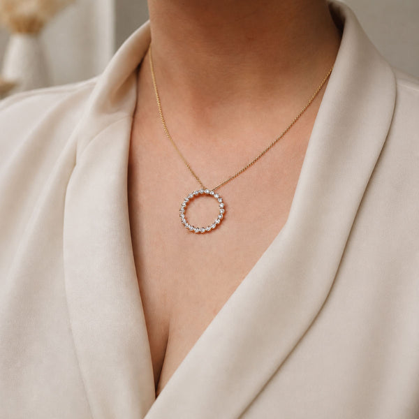 Berry's 18ct Yellow Gold Round Brilliant Cut Diamond Rub Over Circle Pendant - Berry's Jewellers