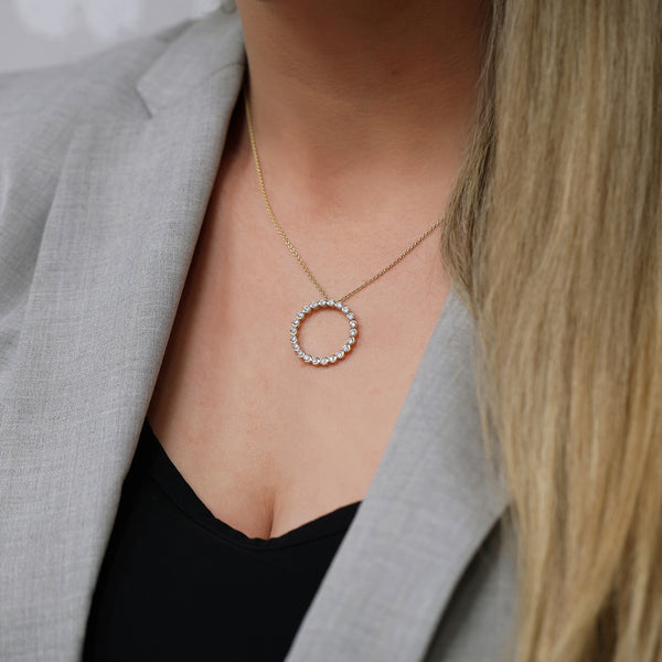 Berry's 18ct Yellow Gold Round Brilliant Cut Diamond Rub Over Circle Pendant - Berry's Jewellers