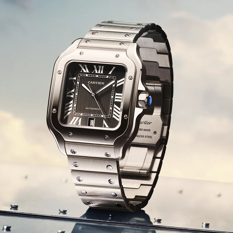Cartier Santos de Cartier Large Black Dial Automatic Bracelet/Strap Watch - Berry's Jewellers