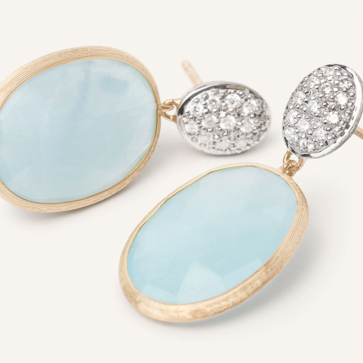Marco Bicego Siviglia 18ct Yellow Gold Aquamarine & Diamond Drop Earrings - Berry's Jewellers