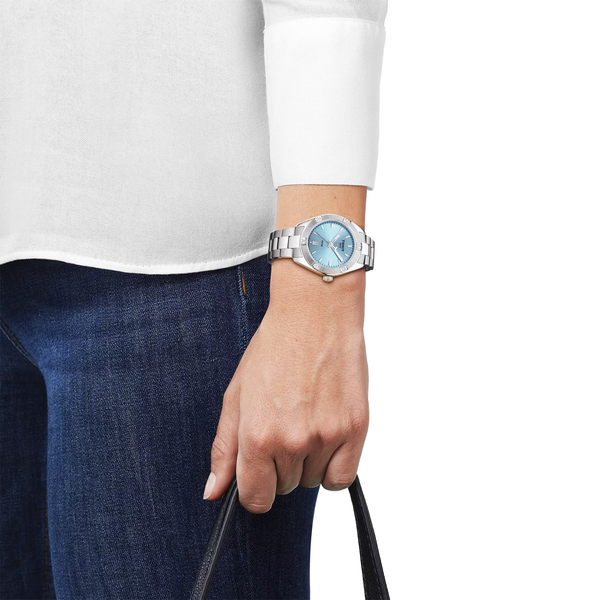 Tissot PRC 100 Sport Chic 36mm Blue Dial Steel Bracelet Watch - Berry's Jewellers
