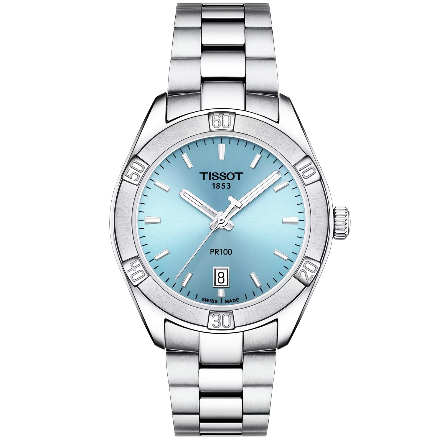 Tissot PRC 100 Sport Chic 36mm Blue Dial Steel Bracelet Watch - Berry's Jewellers