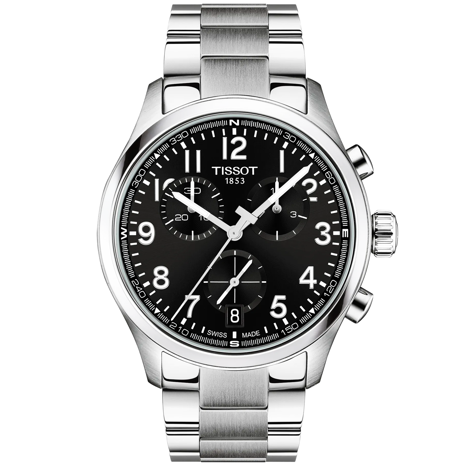 Tissot Chrono L 42mm Black Dial Steel Bracelet Mens Watch - Berry's Jewellers