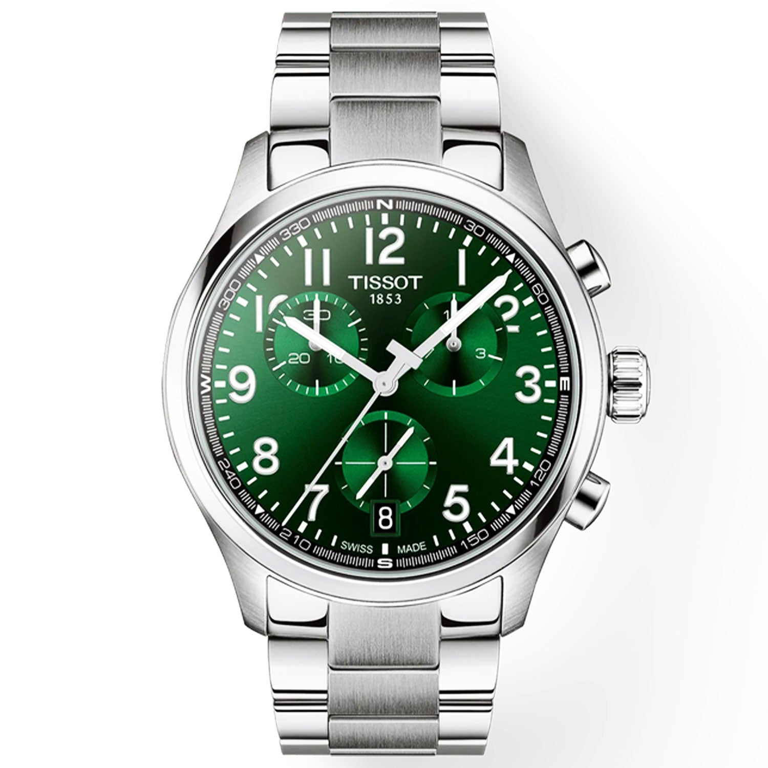 Tissot Chrono L 42mm Green Dial Steel Bracelet Mens Watch - Berry's Jewellers