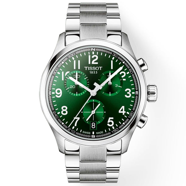 Tissot Chrono L 42mm Green Dial Steel Bracelet Mens Watch - Berry's Jewellers