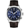 Chrono L 42mm Blue Dial Brown Leather Strap Watch
