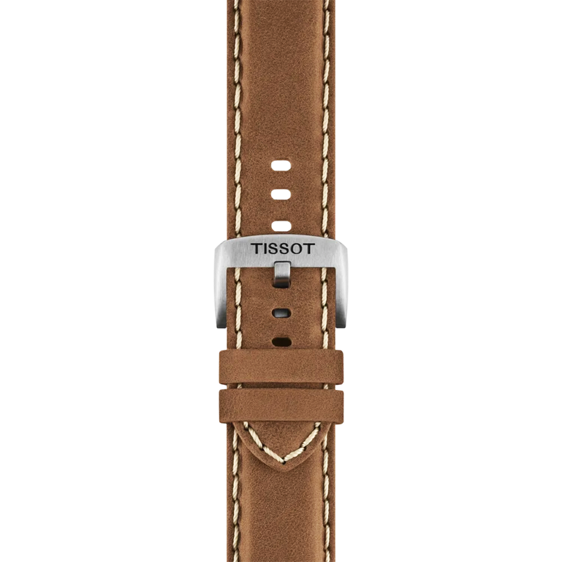 Chrono L 42mm Black Dial Brown Strap Watch
