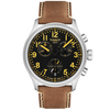 Chrono L 42mm Black Dial Brown Strap Watch