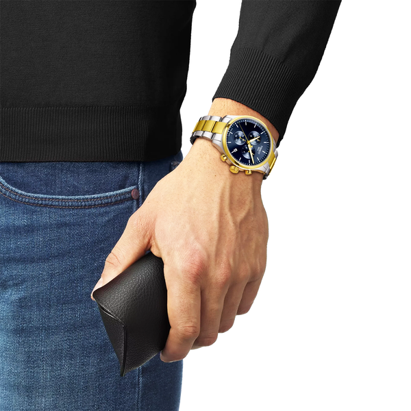 Tissot Chrono XL 45mm Blue Dial Two-Tone Bracelet Mens Quartz Watch - Berry's Jewellers