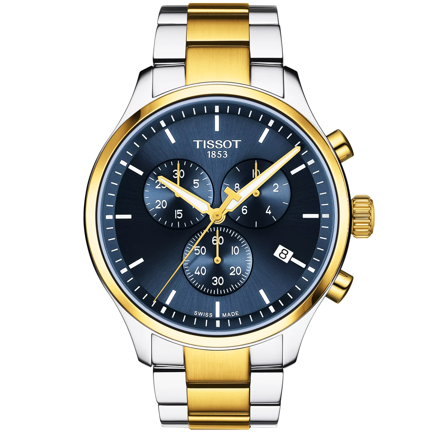 Tissot Chrono XL 45mm Blue Dial Two-Tone Bracelet Mens Quartz Watch - Berry's Jewellers