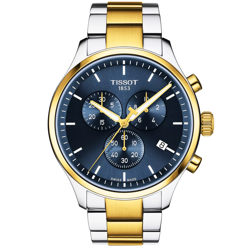 Tissot Chrono XL 45mm Blue Dial Two-Tone Bracelet Mens Quartz Watch - Berry's Jewellers