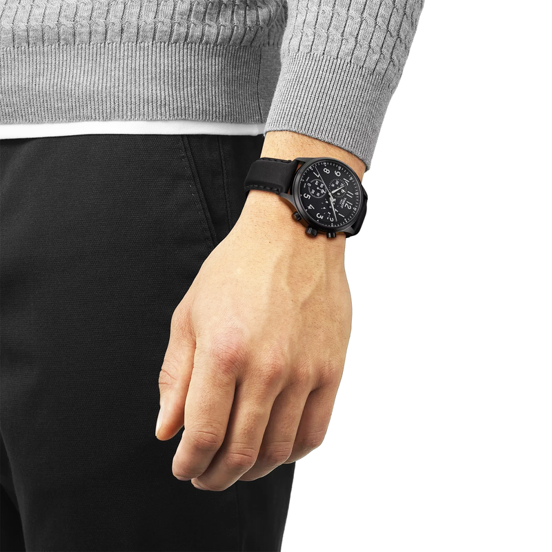 Chrono XL 45mm Black Dial Black PVD Black Strap Men Watch