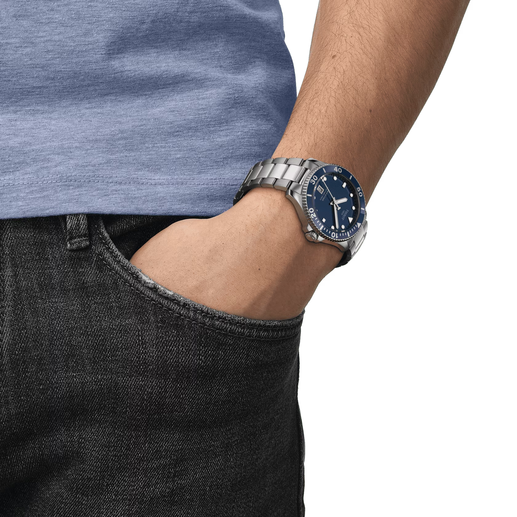 Seastar 1000 40mm Blue Dial & Bezel Quartz Bracelet Watch