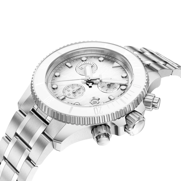 Seastar 1000 38mm Grey Gradient Dial White Bezel Chronograph Watch