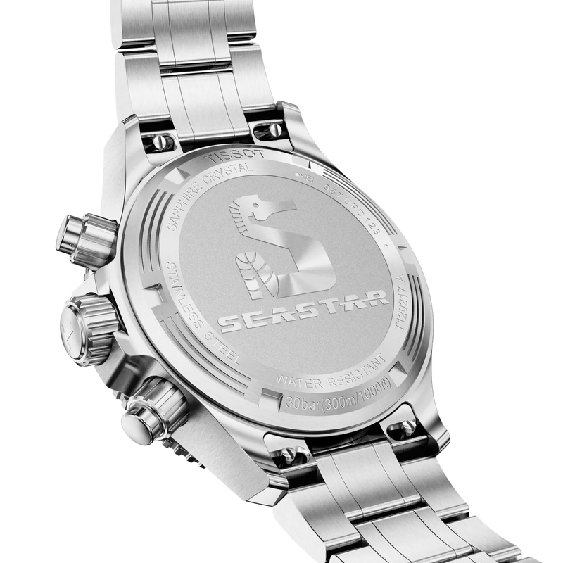 Seastar 1000 38mm Grey Gradient Dial White Bezel Chronograph Watch