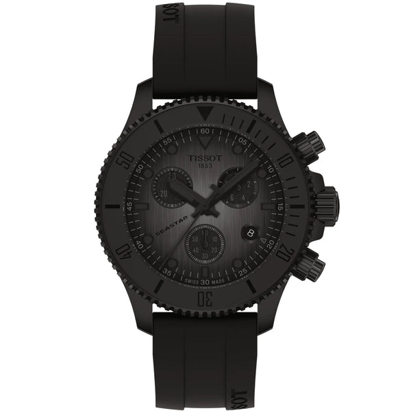 Tissot Seastar 38mm Steel Black PVD Quartz Strap Watch - Berry's Jewellers