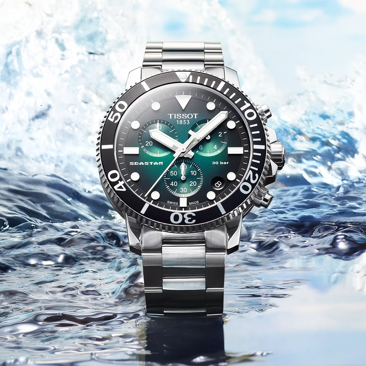 Seastar 1000 45mm Green-Black Gradient Dial Chronograph Watch