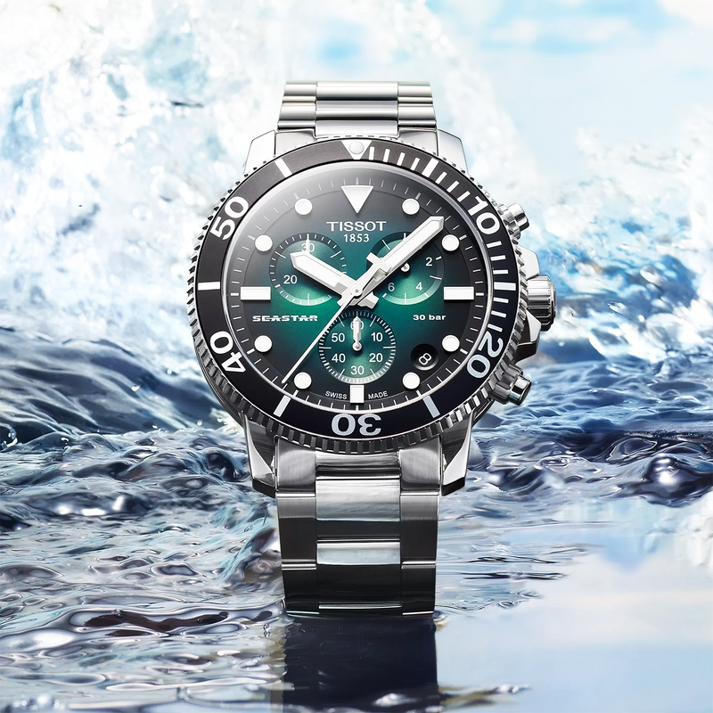 Seastar 1000 45mm Green-Black Gradient Dial Chronograph Watch