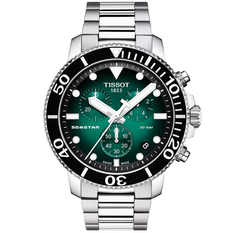 Seastar 1000 45mm Green-Black Gradient Dial Chronograph Watch