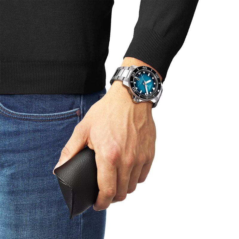 Tissot Seastar 2000 46mm Blue-Black Gradient Dial Bracelet Mens Automatic Watch - Berry's Jewellers