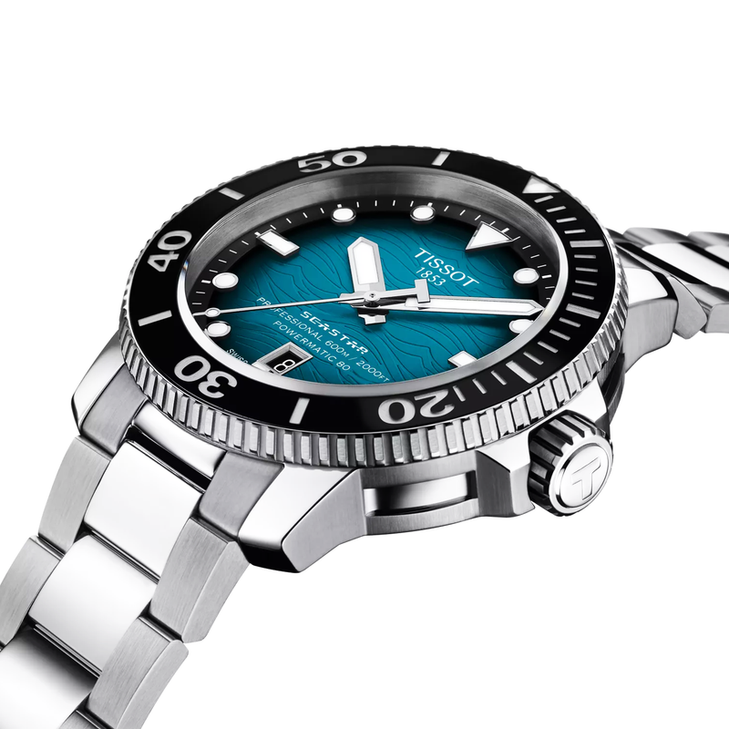 Tissot Seastar 2000 46mm Blue-Black Gradient Dial Bracelet Mens Automatic Watch - Berry's Jewellers