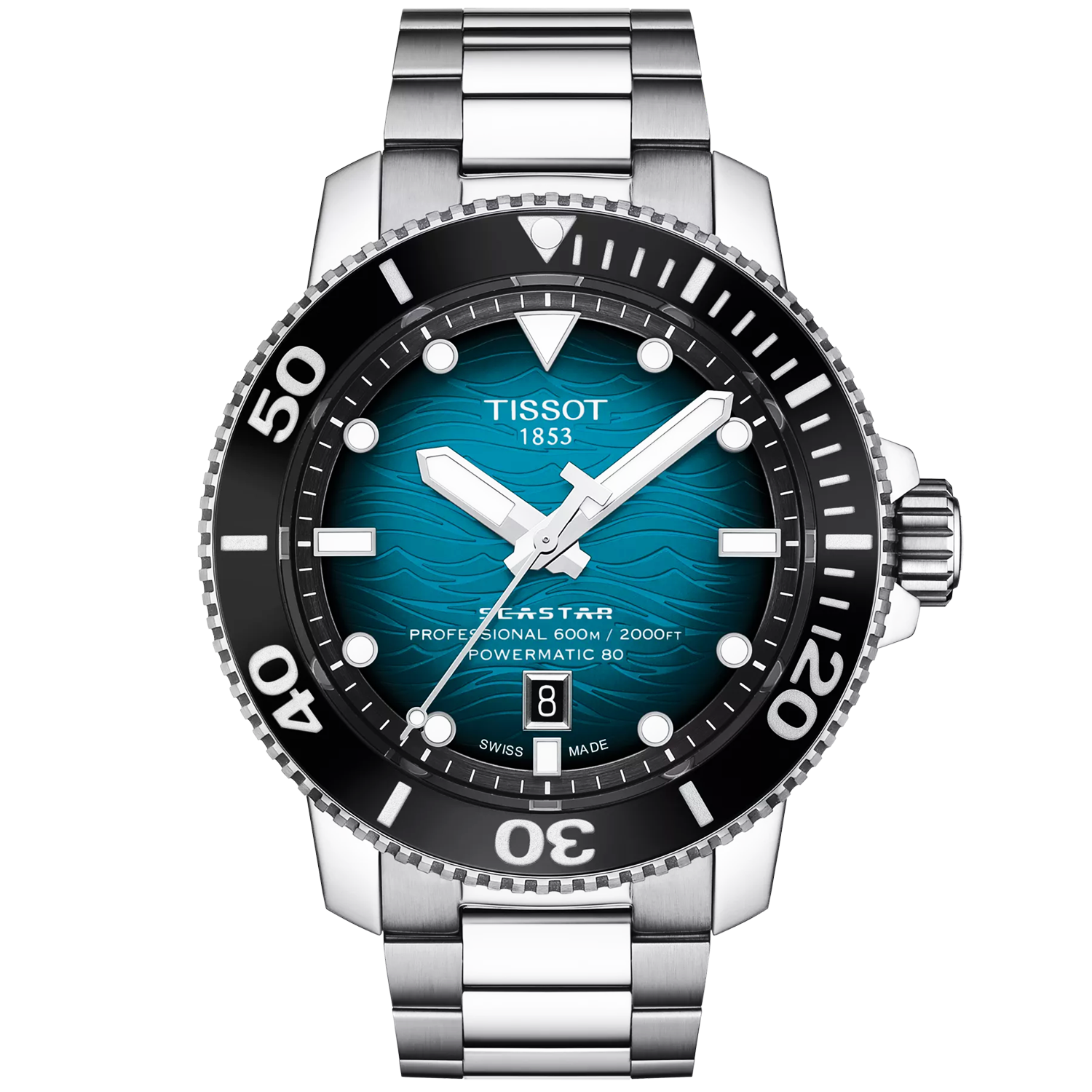 Tissot Seastar 2000 46mm Blue-Black Gradient Dial Bracelet Mens Automatic Watch - Berry's Jewellers