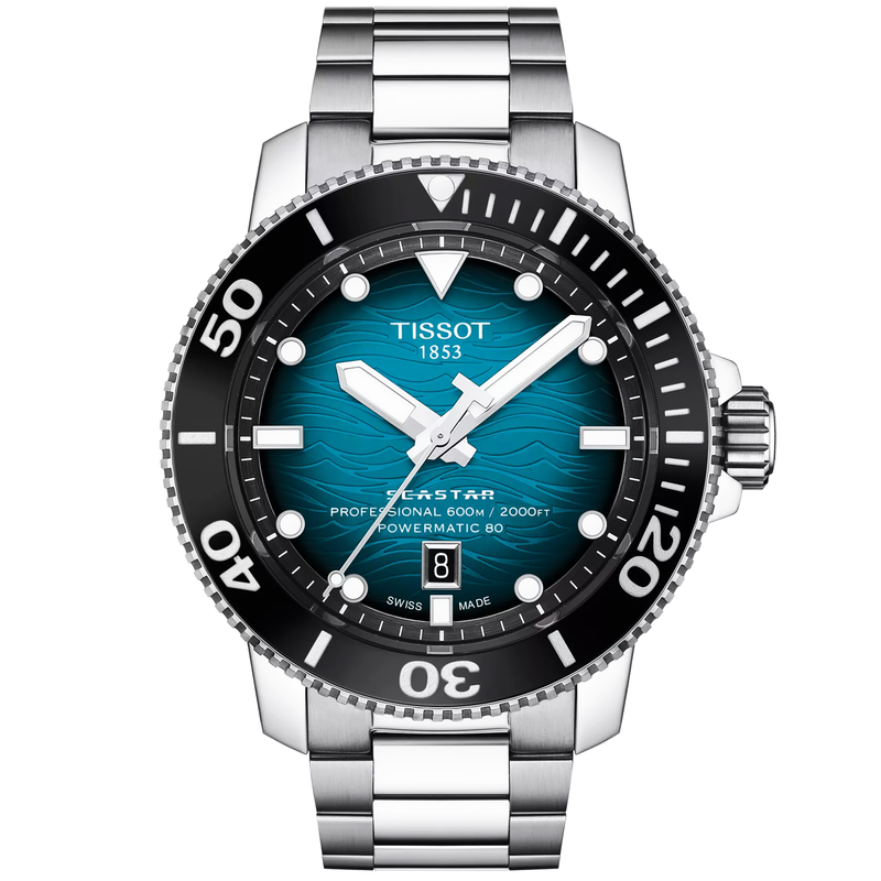 Tissot Seastar 2000 46mm Blue-Black Gradient Dial Bracelet Mens Automatic Watch - Berry's Jewellers