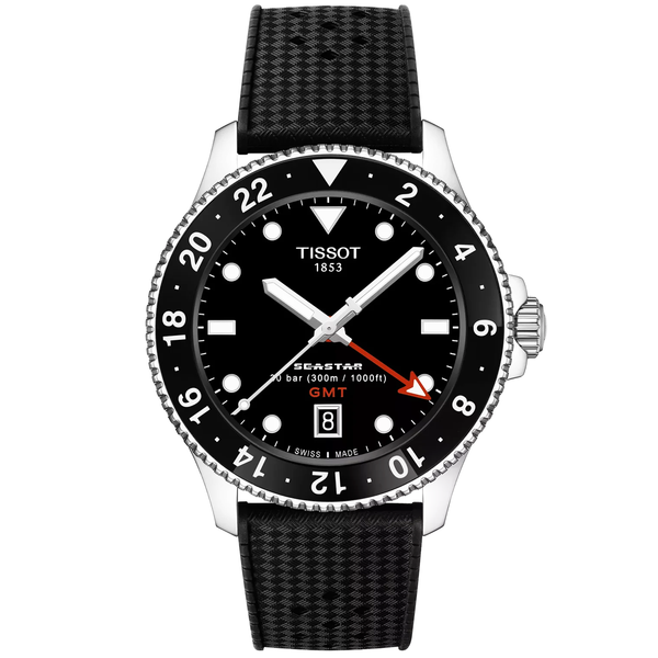 Tissot Tissot Seastar 1000 GMT 40mm Black Dial Rubber Strap Watch - Berry's Jewellers