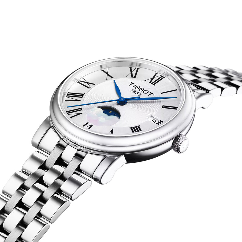 Tissot Carson Premium 32mm Silver Dial Moonphase Steel Bracelet Ladies Watch - Berry's Jewellers