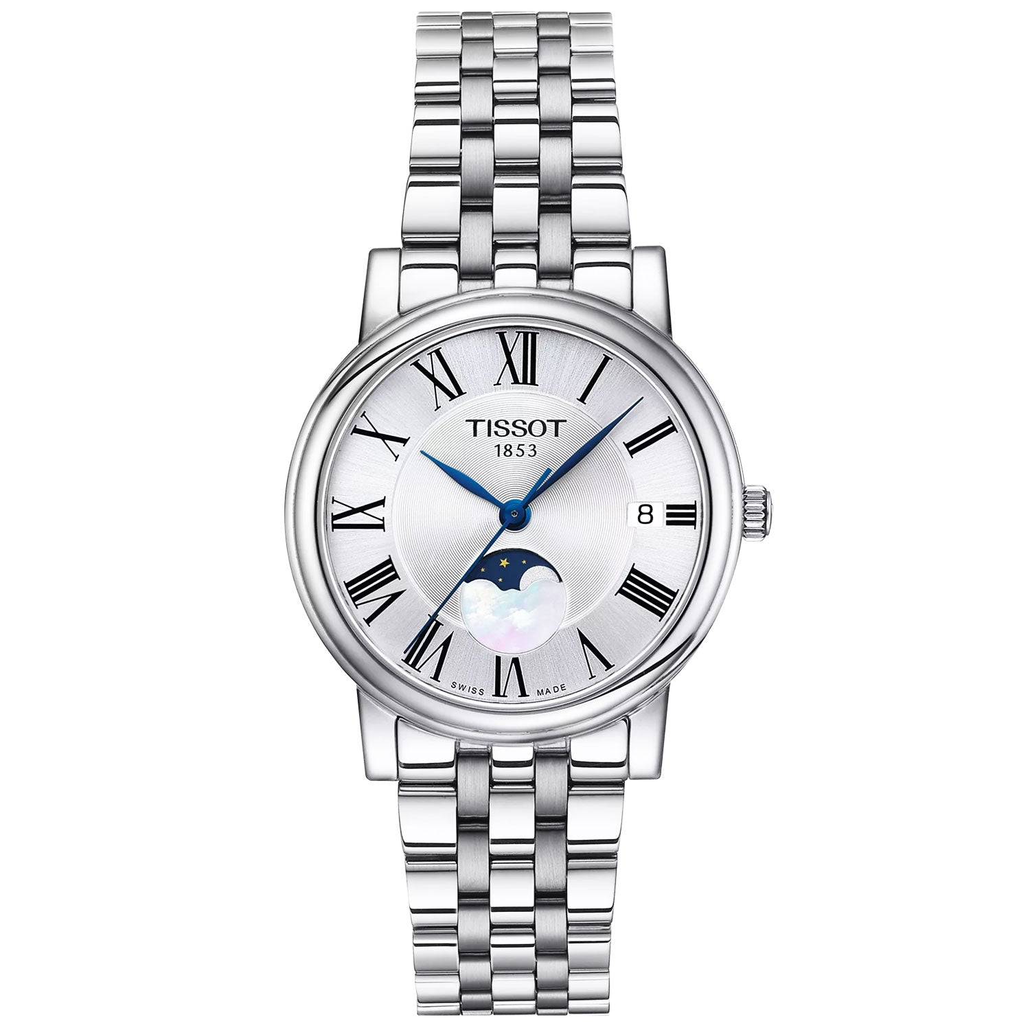 Tissot Carson Premium 32mm Silver Dial Moonphase Steel Bracelet Ladies Watch - Berry's Jewellers
