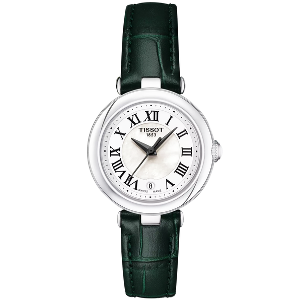 Tissot Bellissima 26mm Mother of Pearl Dial Green Strap Ladies Watch - Berry's Jewellers