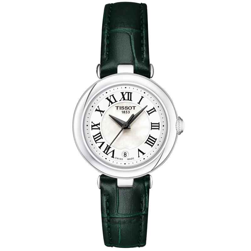 Tissot Bellissima 26mm Mother of Pearl Dial Green Strap Ladies Watch - Berry's Jewellers