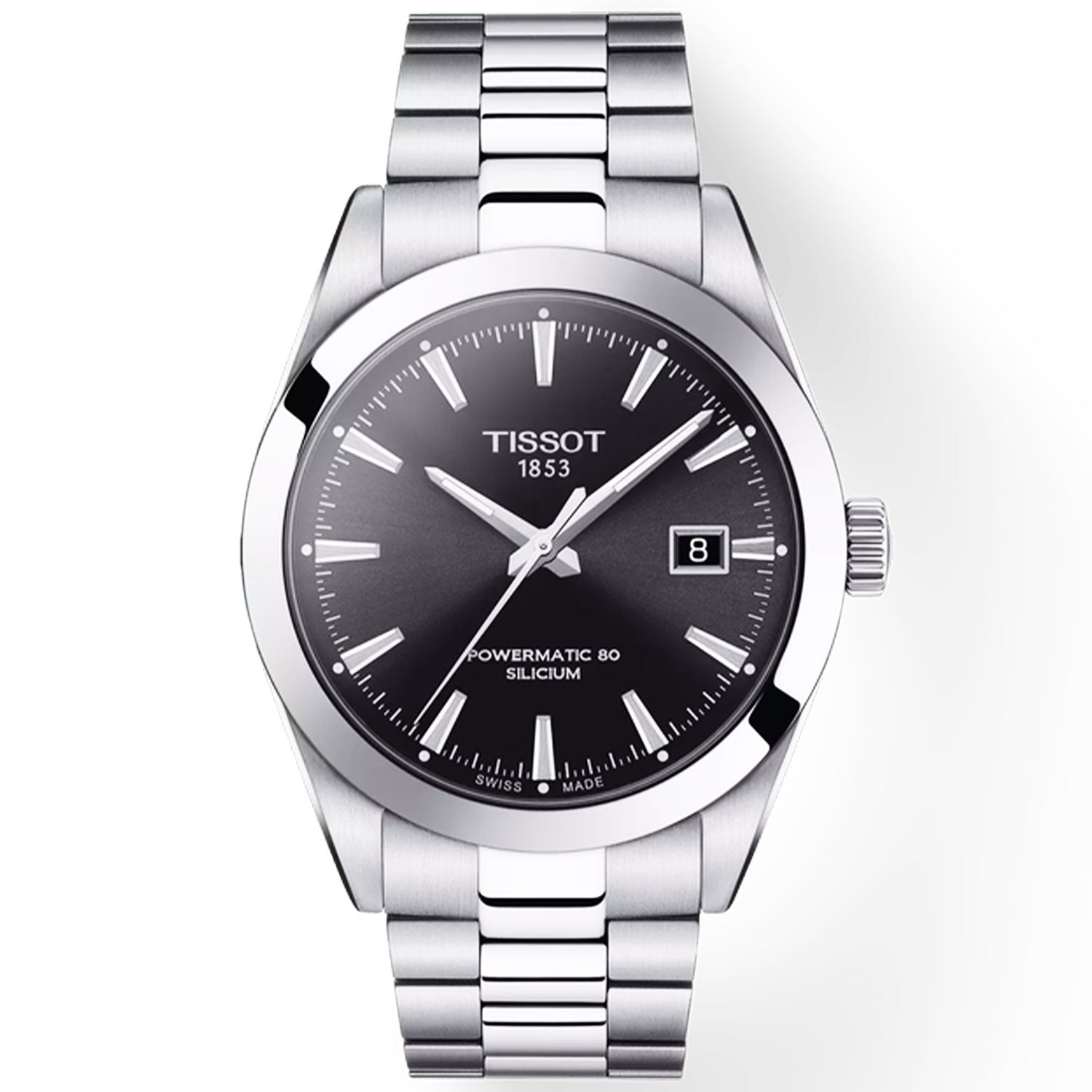 Tissot Gentleman 40mm Black Dial Steel Bracelet Automatic Mens Watch - Berry's Jewellers