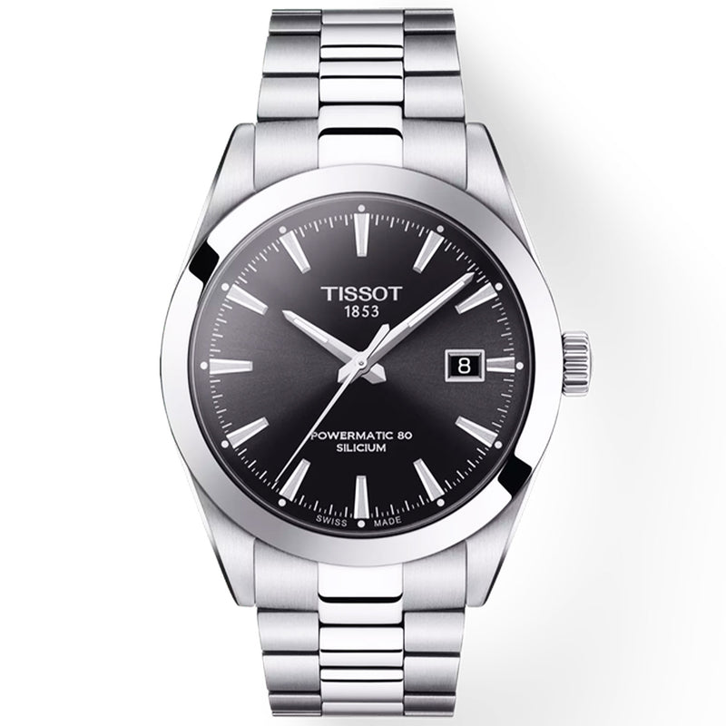 Tissot Gentleman 40mm Black Dial Steel Bracelet Automatic Mens Watch - Berry's Jewellers