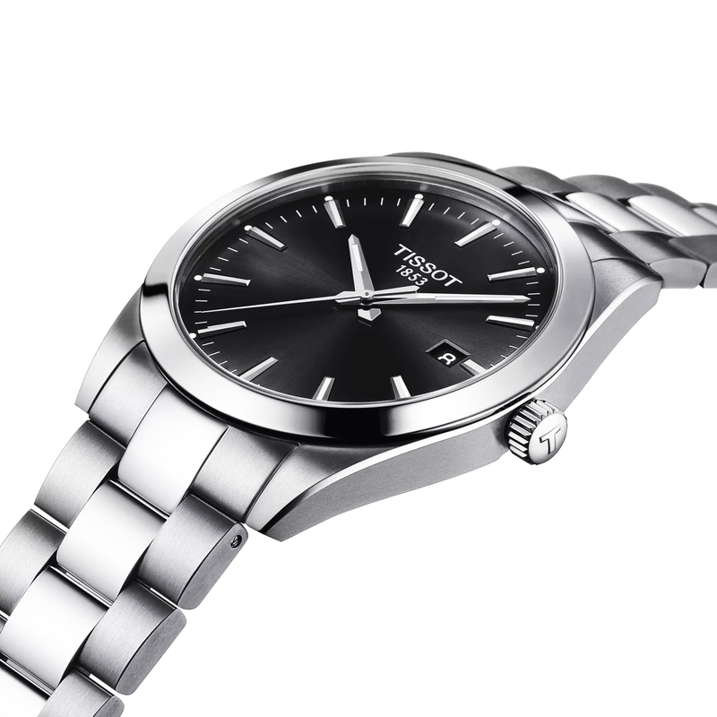 Tissot Gentleman 40mm Black Dial Steel Bracelet Mens Watch - Berry's Jewellers