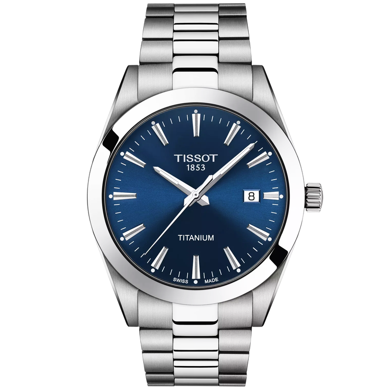 Gentleman 40mm Blue Dial Titanium Bracelet Mens Watch