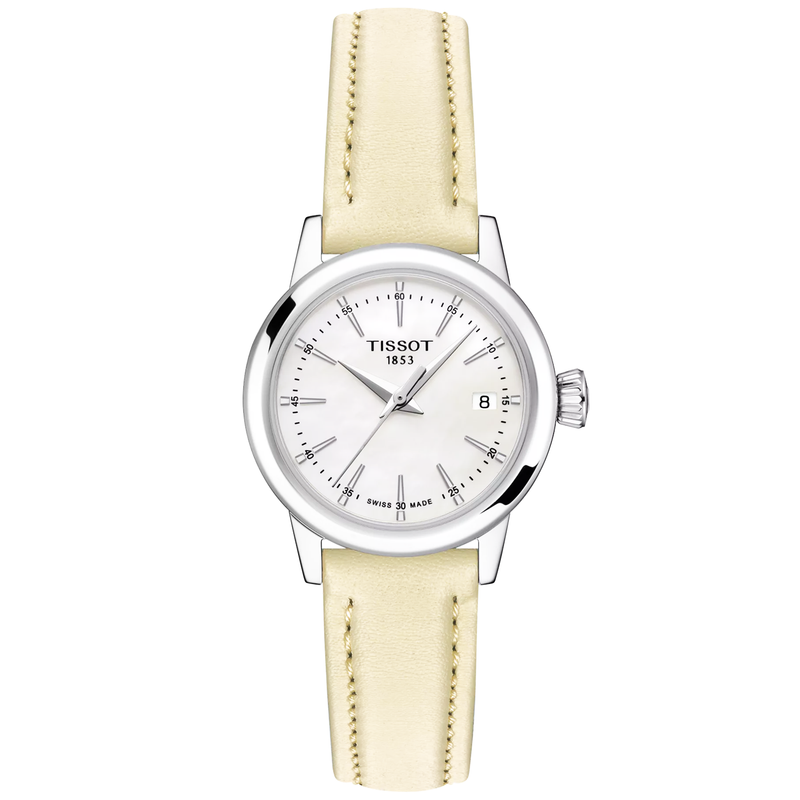 Tissot Classic Dream 28mm Mother of Pearl Dial Beige Strap Ladies Watch - Berry's Jewellers