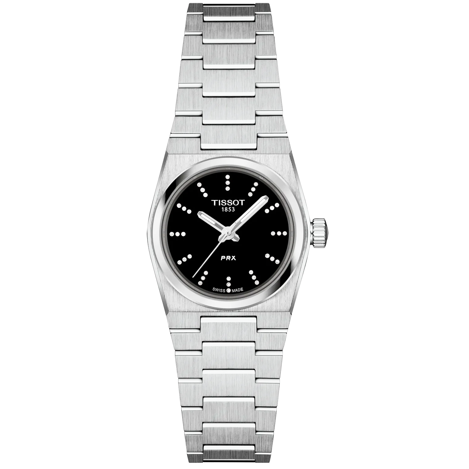 Tissot PRX 25mm Black Dial Diamond Set Steel Bracelet Ladies Watch - Berry's Jewellers