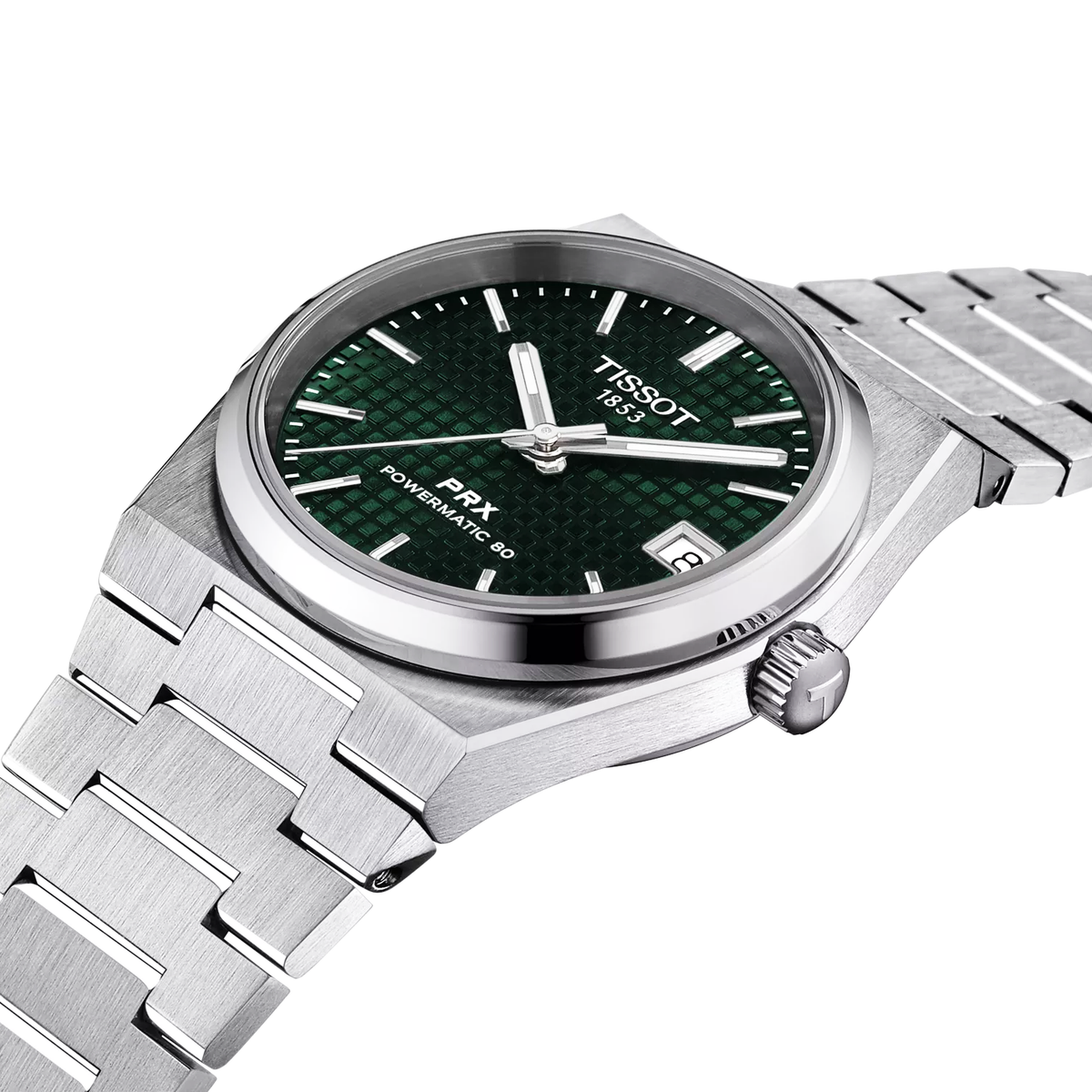 Tissot PRX 35mm Green Dial Steel Bracelet Automatic Watch - Berry's Jewellers