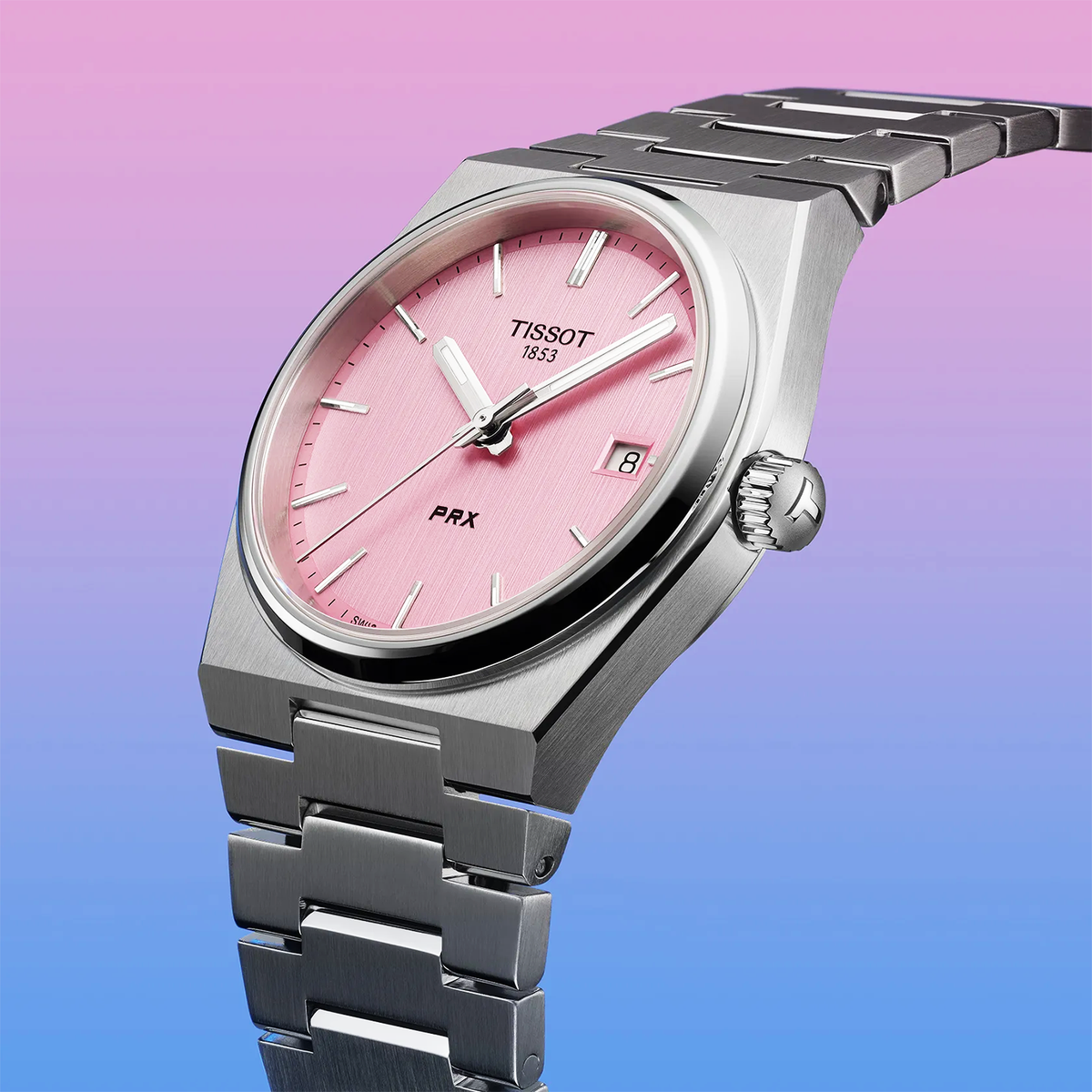 Tissot PRX 35mm Pink Dial Steel Bracelet Watch - Berry's Jewellers