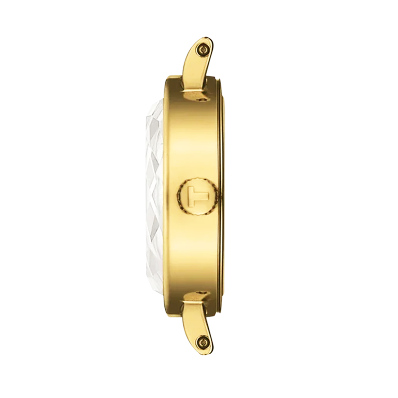 Lovely 19.5mm Bordeaux Dial Yellow Gold PVD Faceted Glass Ladies Watch