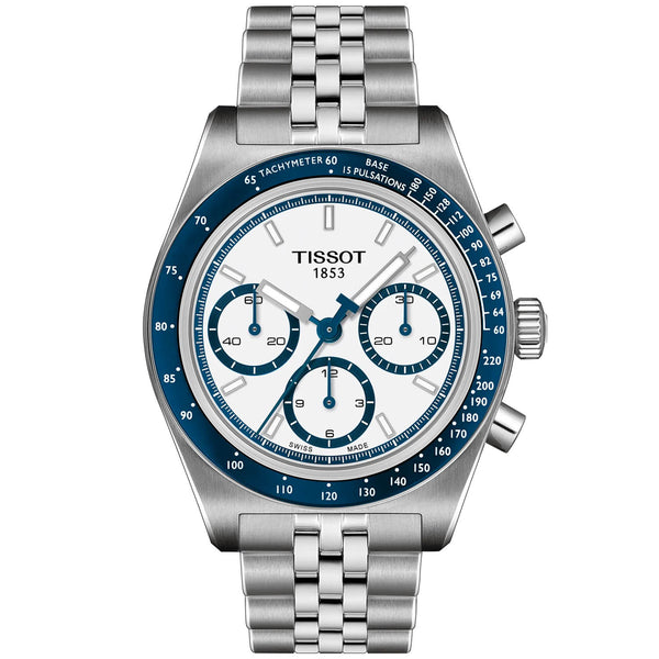 Tissot PR516 41mm White  Dial Men's Steel Chronograph Watch - Berry's Jewellers