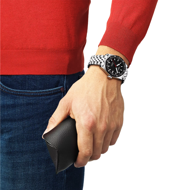 Tissot PR516 38mm Black Dial Steel Bracelet Automatic Mens Watch - Berry's Jewellers