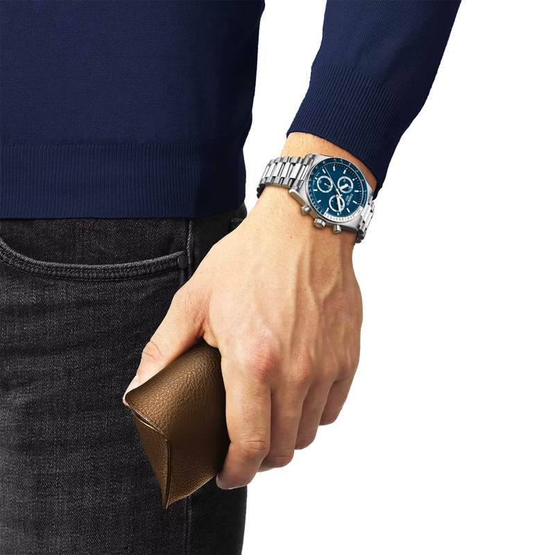 PR516 40mm Blue Dial Steel Bracelet Chronograph Watch