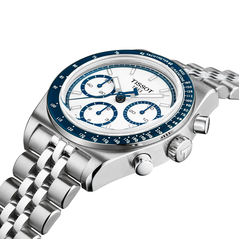 Tissot PR516 41mm White Dial Steel Bracelet Chronograph Automatic Watch - Berry's Jewellers